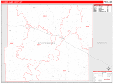 Powder River County, MT Digital Map Red Line Style